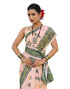 Vasthrlay Womens Printed Unstitched Peach Saree