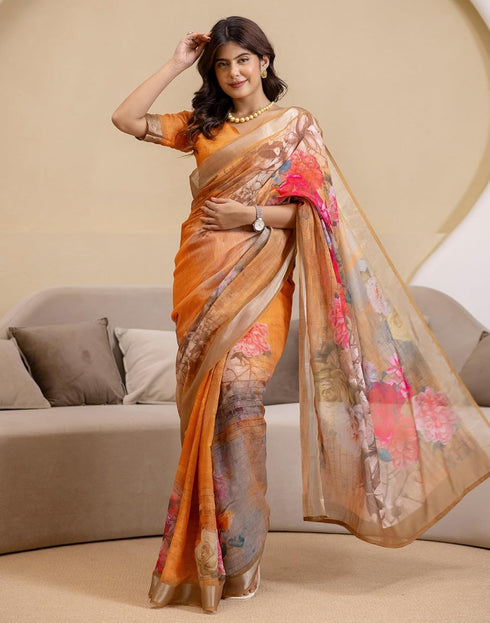 Vasthrlay Womens Printed Minute Green Saree