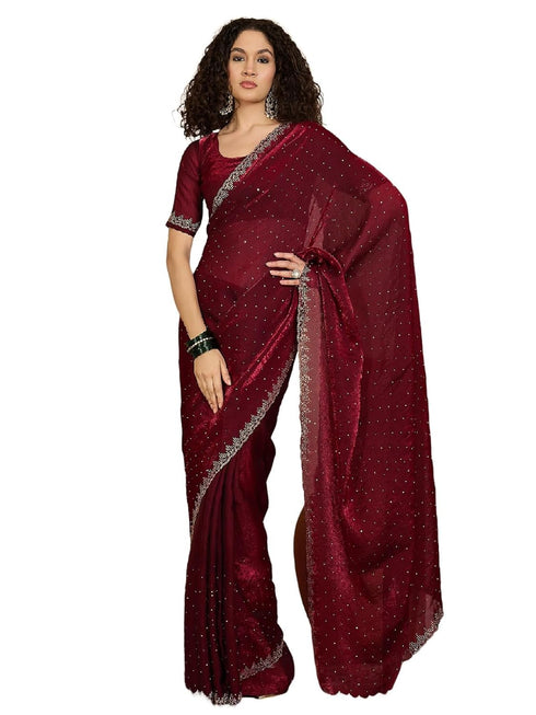 Vasthrlay Georgette Embroidery Dark Saree