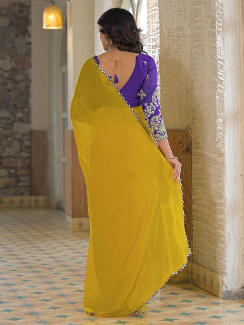 Vasthrlay Georgette Embroidery Peach Saree