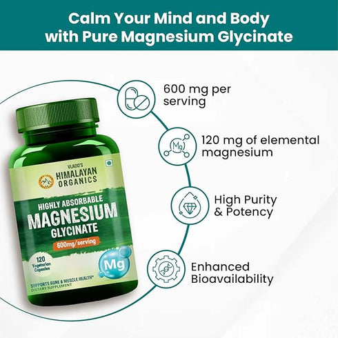 Himalayan Organics Highly Absorable Magnesium Glycinate Capsules