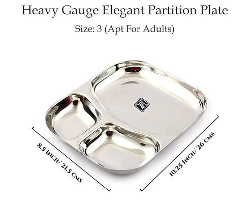 Stainless Steel 3 in 1 Partition Plate Set of 4