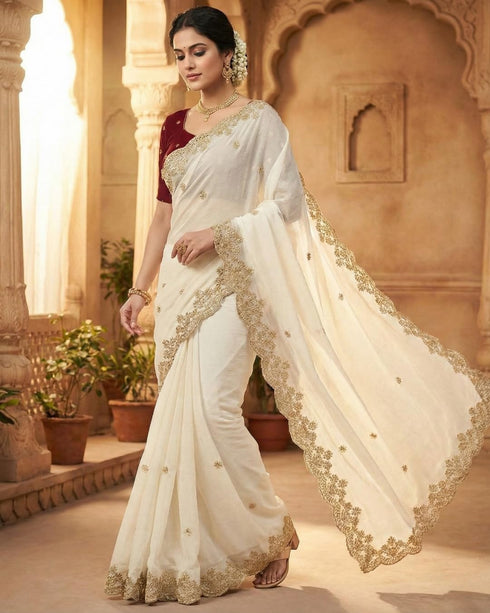 Vasthrlay Handcrafted Embroidered Contrast