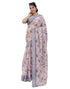 Vasthrlay Womens Printed Unstitched White Saree