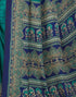 Vasthrlay Womens Printed Teal Blue And Dark Blue Saree With Unstitched Blouse Piece