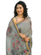 Vasthrlay Womens Printed Grey Saree With Unstitched Blouse Piece