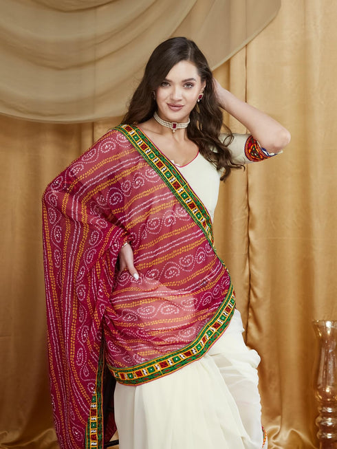 Vasthrlay Bandhani Embroidered Saree