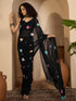 Vasthrlay Shimmer Embroidery Pista Saree
