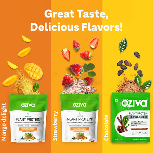 OZiva Plant Protein + Pro-Digest | Supports Muscle Recovery & Gut Health