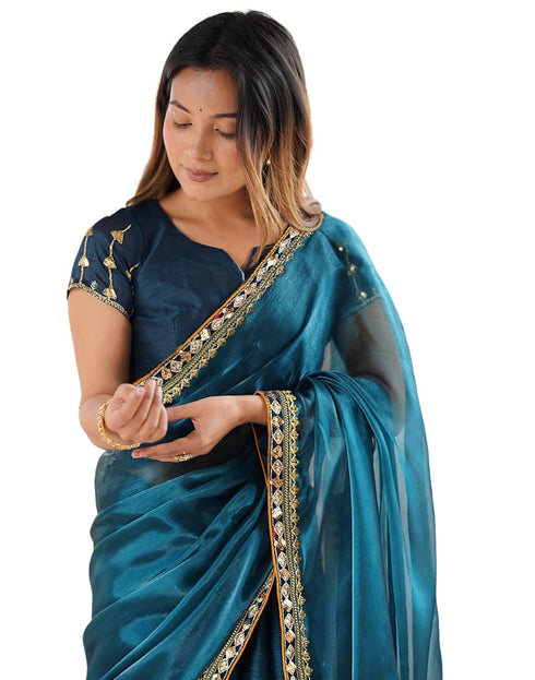 Vasthrlay Shimmer Chiffon Unstitched Maroon Saree