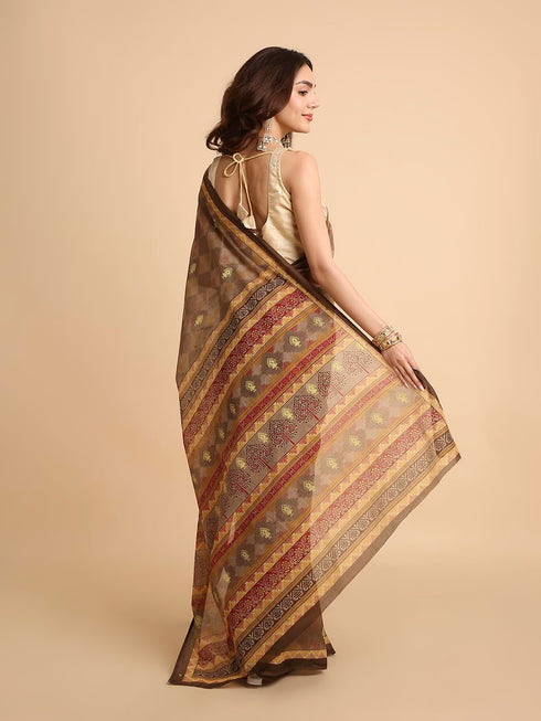 Vasthrlay Cotton Printed Blue Saree