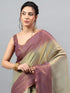 Vasthrlay Beige Womens Ready To Wear One Minute Polyester Erode Zari Saree
