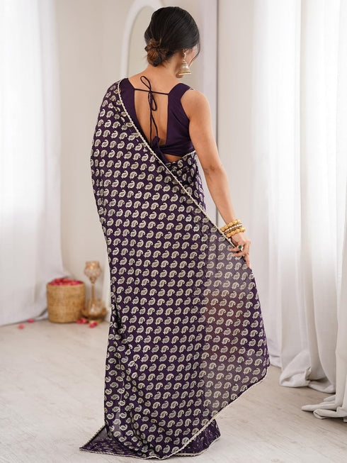 Vasthrlay Vichitra Embroidered Unstitched Fl Ethnic Wear