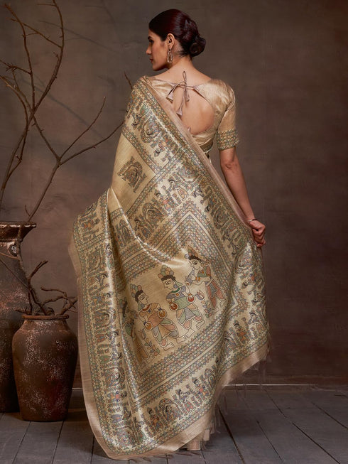Vasthrlay Madhubani Printed Unstitched Hs Ethnic Wear