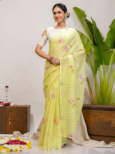 Vasthrlay Printed White1 White Saree