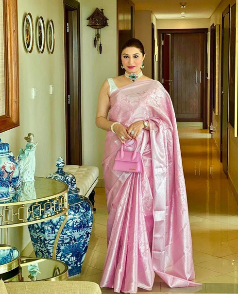 Vasthrlay Pink Kanjivaram Saree