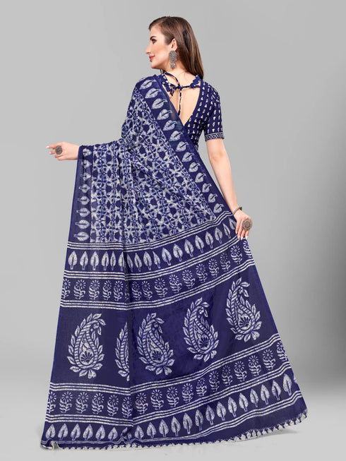 Vasthrlay Cotton Printed Mulmul Saree