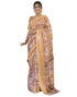 Vasthrlay Womens Striped Unstitched Dusty Pink Saree