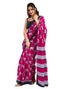 Vasthrlay Womens Printed Rani Pink Saree With Black Unstitched Blouse Piece