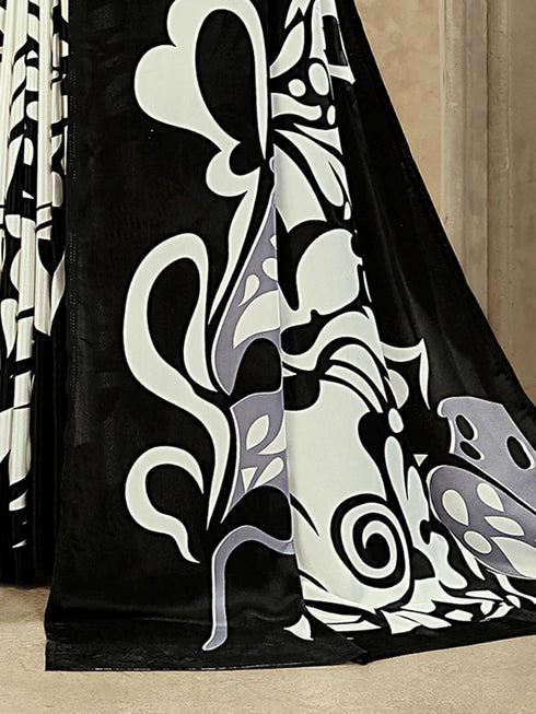 Vasthrlay Printed Off White1 White Saree