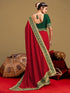 Vasthrlay Vichitra Embroidery Unstitched Red Saree