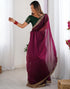 Vasthrlay Shimmer Chiffon Unstitched Maroon Saree