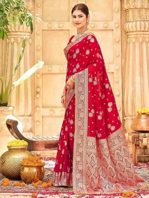 Vasthrlay Womens Banarasi Unstitched Mauve Saree