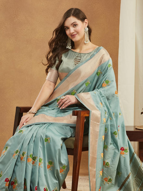 Vasthrlay Colourful Embroidery Saree