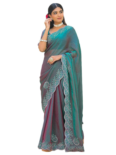 Vasthrlay Shimmer Chiffon Lavender Saree