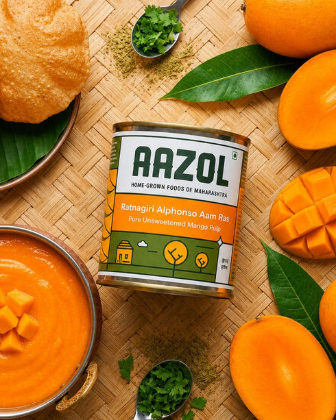 Aazol Ratnagiri Alphonso Aam Ras Pure Unsweetened Mango Pulp