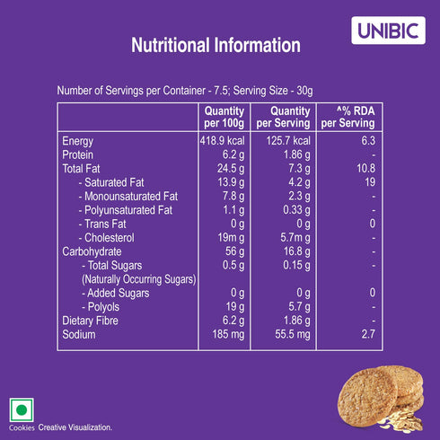 Unibic Sugar Free Oats Cookies
