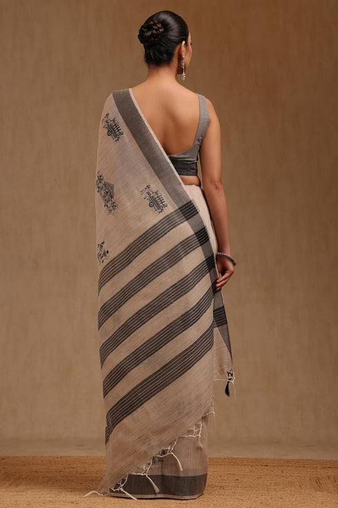Vasthrlay Beige Chanderi Thread