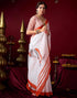 Vasthrlay Womens Printed Unstitched White Saree