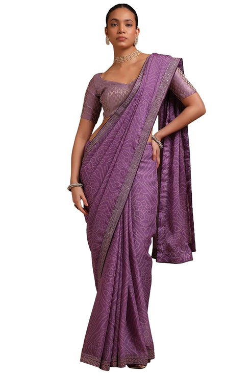 Vasthrlay Lavender Chiffon Bandhani