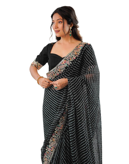 Vasthrlay Sequins Embroidery Pink Saree
