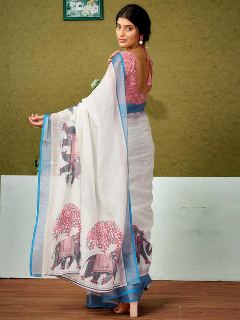 Vasthrlay Digital Printed Unstitched Pink Saree