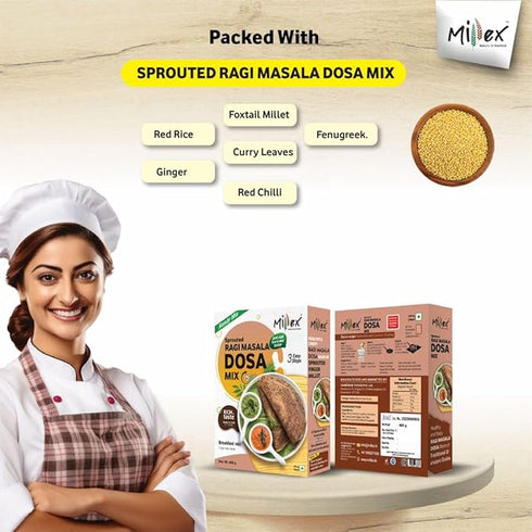 Millex Sprouted Ragi Masala Dosa Ready Mix & Multi Millets Dosa Instant Mix