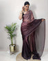 Vasthrlay Womens Georgette Unstitched Brown Saree