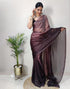 Vasthrlay Womens Georgette Brown Saree With Unstitched Blouse Piece