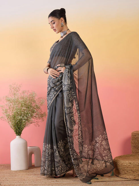 Vasthrlay Botanical Printed Unstitched Hs Ethnic Wear