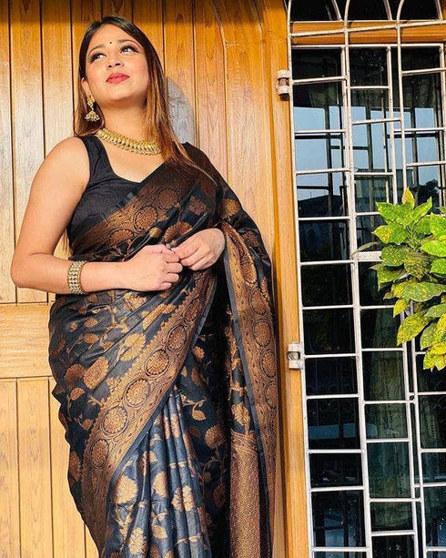 Vasthrlay Black Kanjivaram Saree