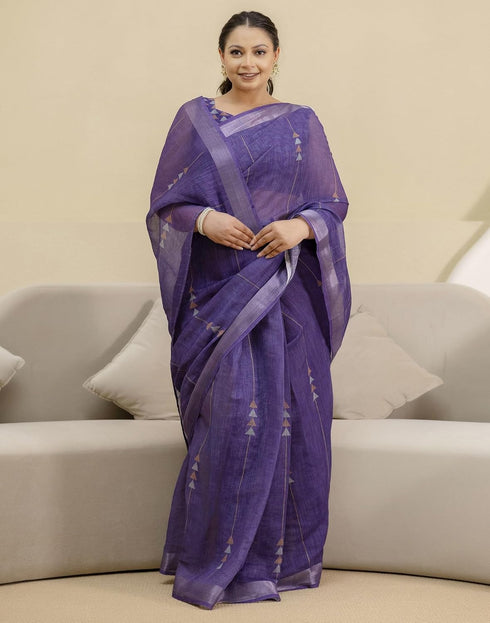 Vasthrlay Womens Printed Unstitched Orange Saree
