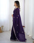 Vasthrlay Scalloped Embroidery Unstitched Rani Pink Saree