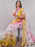 Vasthrlay Pink1 Printed Linen Saree With Unstitched Blouse Piece
