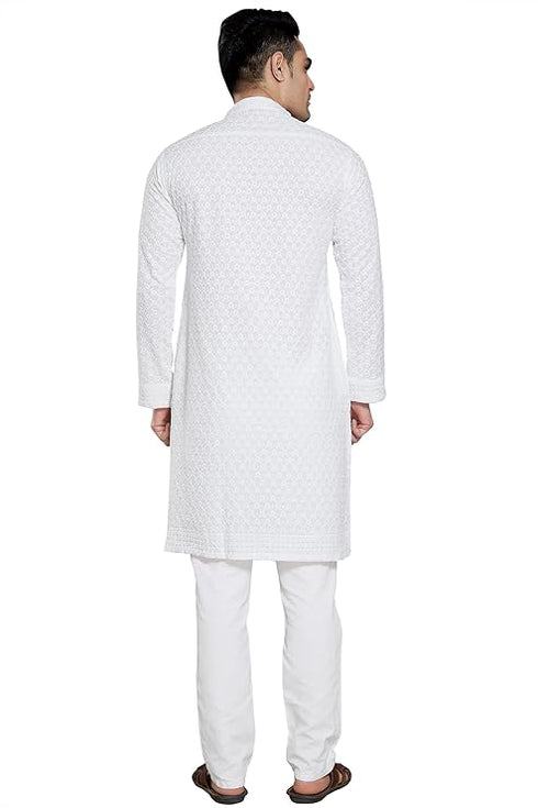 Vasthrlay Men's Sequince Embroidered Cotton Blend Only Slim Fit Kurta