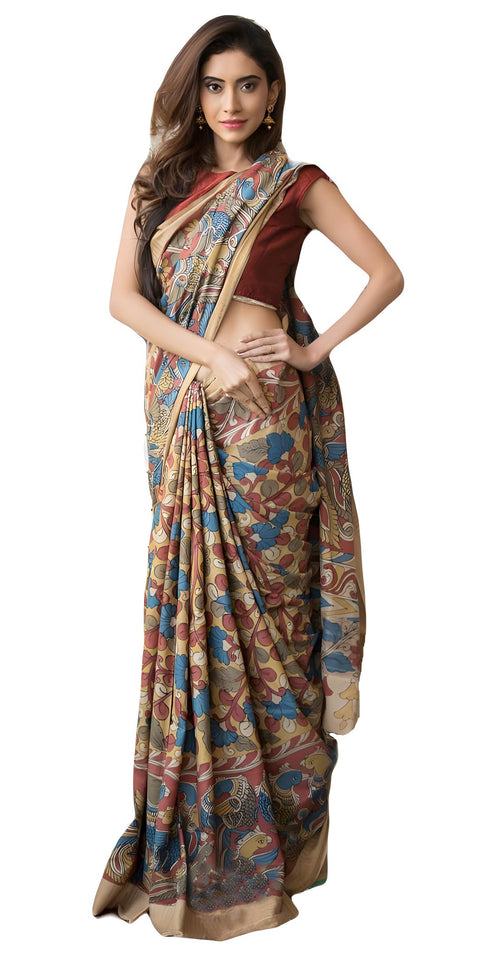 Vasthrlay White Printed Unstitched Saree
