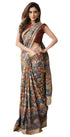 Vasthrlay White Printed Unstitched Saree