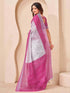 Vasthrlay Bandhani Embroidery White | Pink Saree With Unstitched Blouse Piece