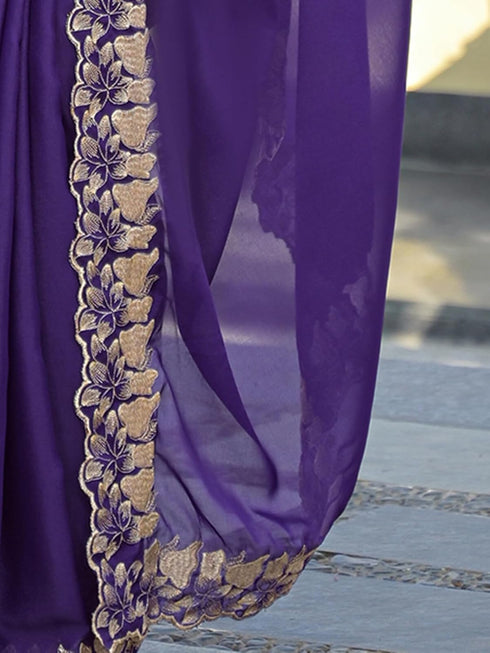 Vasthrlay Georgette Embroidery Rani Saree