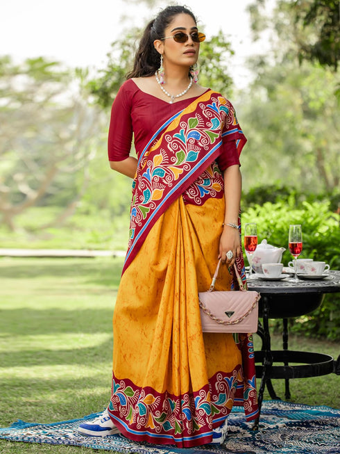 Vasthrlay Madhubani Printed Unstitched Hs Ethnic Wear